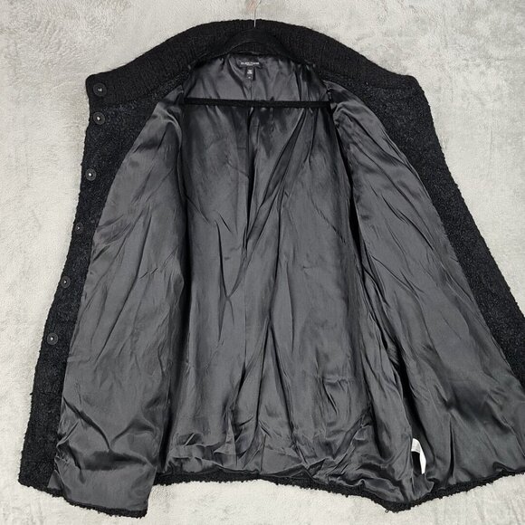 Eileen Fisher Suri Alpaca Wool Coat Womens Size 1X Black Shearling Snap Collar - Picture 7 of 8
